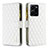 Leather Case Stands Flip Cover Holder B12F for Vivo Y35 4G White