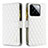 Leather Case Stands Flip Cover Holder B12F for Xiaomi Mi 14 5G White