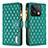 Leather Case Stands Flip Cover Holder B12F for Xiaomi Redmi Note 13 5G Green