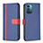 Leather Case Stands Flip Cover Holder B13F for Nokia G11 Blue