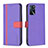 Leather Case Stands Flip Cover Holder B13F for Oppo A16s Purple