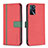 Leather Case Stands Flip Cover Holder B13F for Oppo A16s Red