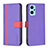 Leather Case Stands Flip Cover Holder B13F for Oppo A96 4G Purple