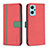 Leather Case Stands Flip Cover Holder B13F for Oppo A96 4G Red