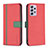 Leather Case Stands Flip Cover Holder B13F for Samsung Galaxy A52 5G Red