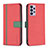 Leather Case Stands Flip Cover Holder B13F for Samsung Galaxy A72 4G Red