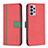 Leather Case Stands Flip Cover Holder B13F for Samsung Galaxy A72 5G Red