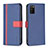 Leather Case Stands Flip Cover Holder B13F for Samsung Galaxy M02s Blue