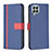 Leather Case Stands Flip Cover Holder B13F for Samsung Galaxy M33 5G Blue