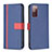 Leather Case Stands Flip Cover Holder B13F for Samsung Galaxy S20 FE 5G Blue