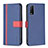 Leather Case Stands Flip Cover Holder B13F for Vivo Y12A Blue