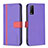 Leather Case Stands Flip Cover Holder B13F for Vivo Y12A Purple