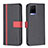 Leather Case Stands Flip Cover Holder B13F for Vivo Y21e Black