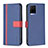 Leather Case Stands Flip Cover Holder B13F for Vivo Y33s Blue