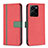 Leather Case Stands Flip Cover Holder B13F for Vivo Y35 4G