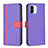 Leather Case Stands Flip Cover Holder B13F for Xiaomi Poco C51 Purple