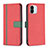 Leather Case Stands Flip Cover Holder B13F for Xiaomi Poco C51 Red