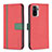 Leather Case Stands Flip Cover Holder B13F for Xiaomi Poco M5S Red
