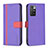 Leather Case Stands Flip Cover Holder B13F for Xiaomi Redmi 10 4G Purple