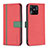 Leather Case Stands Flip Cover Holder B13F for Xiaomi Redmi 10 India Red