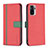 Leather Case Stands Flip Cover Holder B13F for Xiaomi Redmi Note 10 4G Red