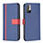 Leather Case Stands Flip Cover Holder B13F for Xiaomi Redmi Note 10 5G Blue