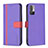 Leather Case Stands Flip Cover Holder B13F for Xiaomi Redmi Note 10 5G Purple