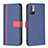 Leather Case Stands Flip Cover Holder B13F for Xiaomi Redmi Note 10T 5G Blue