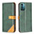 Leather Case Stands Flip Cover Holder B14F for Nokia G11 Green