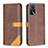 Leather Case Stands Flip Cover Holder B14F for Oppo A16 Brown