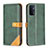 Leather Case Stands Flip Cover Holder B14F for Oppo A54 5G Green