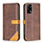 Leather Case Stands Flip Cover Holder B14F for Oppo F19s Brown