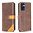 Leather Case Stands Flip Cover Holder B14F for Oppo Find X5 Lite 5G Brown