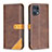 Leather Case Stands Flip Cover Holder B14F for Oppo Find X5 Pro 5G Brown