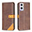 Leather Case Stands Flip Cover Holder B14F for Oppo Reno7 Z 5G Brown