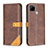 Leather Case Stands Flip Cover Holder B14F for Realme 7i RMX2193 Brown