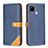 Leather Case Stands Flip Cover Holder B14F for Realme C12 Blue