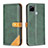 Leather Case Stands Flip Cover Holder B14F for Realme C12 Green