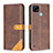 Leather Case Stands Flip Cover Holder B14F for Realme C21 Brown