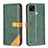 Leather Case Stands Flip Cover Holder B14F for Realme C21 Green