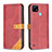 Leather Case Stands Flip Cover Holder B14F for Realme C21 Red