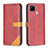 Leather Case Stands Flip Cover Holder B14F for Realme C25S Red