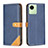 Leather Case Stands Flip Cover Holder B14F for Realme C30 Blue