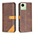 Leather Case Stands Flip Cover Holder B14F for Realme C30 Brown