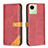 Leather Case Stands Flip Cover Holder B14F for Realme C30 Red