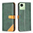 Leather Case Stands Flip Cover Holder B14F for Realme C30s Green