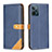 Leather Case Stands Flip Cover Holder B14F for Realme C31 Blue