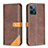 Leather Case Stands Flip Cover Holder B14F for Realme C31 Brown