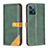 Leather Case Stands Flip Cover Holder B14F for Realme C31 Green