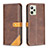 Leather Case Stands Flip Cover Holder B14F for Realme Narzo 50A Prime Brown